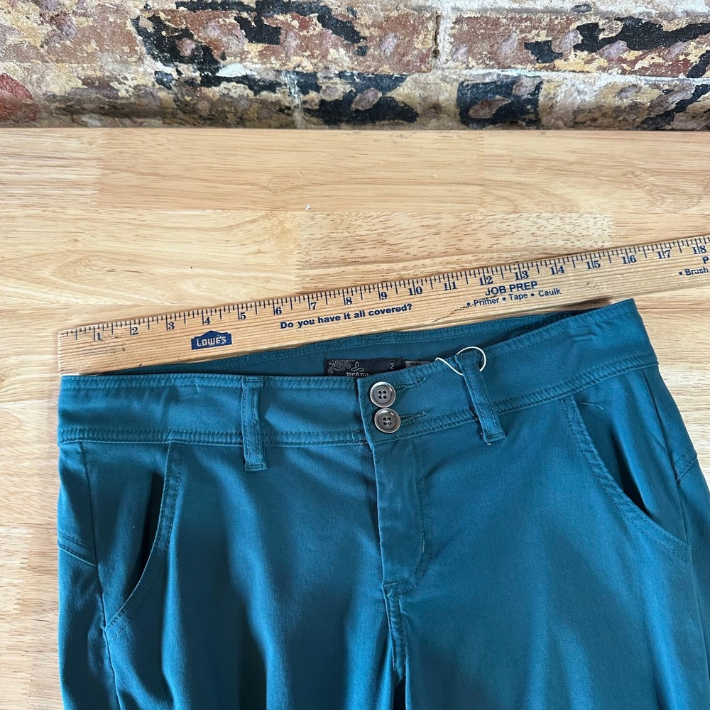 Prana Pants Womens 2 Green Stretch Mid Rise Hiking Camping Trail - Picture 10 of 16